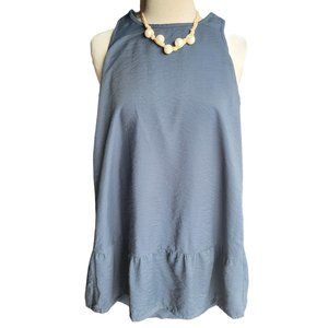 Mango Basics Womans Dark Blue Scoop Neckline sleeveless Ruffle Dress Size 4